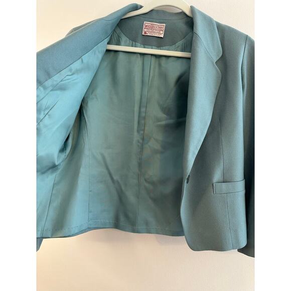 Vintage 1960's Pendleton 100% Wool Twee Retro Glam Skirt Suit Set Blue Size 8 P - Picture 3 of 14